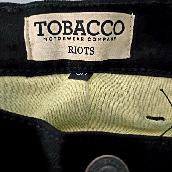 Tobacco Motowear RIOT Slim Fit Riding Jeans 30x36 Jet Black NEW - Picture 3 of 7